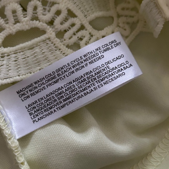 By Design Yellow Brianna Lace Puff Sleeve Button-Up Top, Size M - Picture 13 of 13